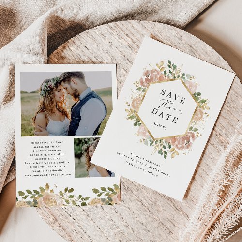 Neutral Watercolor Floral  Save the Date