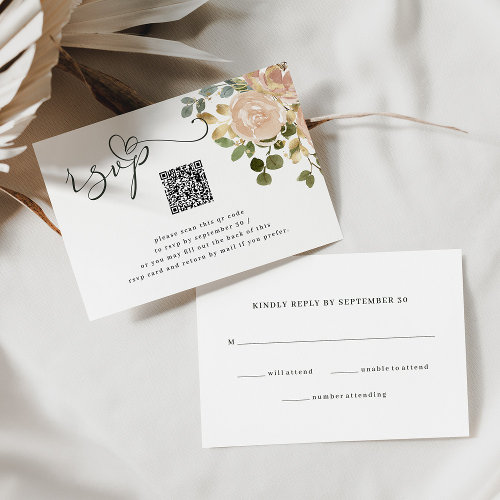 Neutral Watercolor Floral Traditional and QR Code