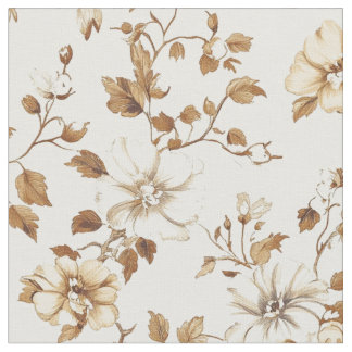 Neutral Watercolor Floral Vine Pattern Fabric