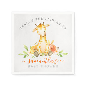 Neutral Watercolor Giraffe Baby Shower Paper Napkins