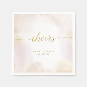 Neutral Watercolor Gold Cheers Party Napkins