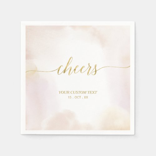 Neutral Watercolor  Gold Cheers Party Napkins