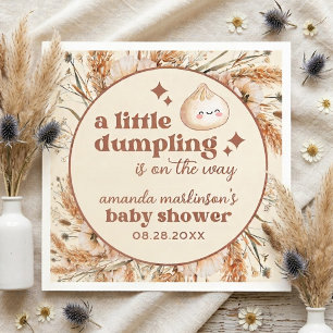 Neutral Watercolor Little Dumpling Bao Baby Shower Napkins