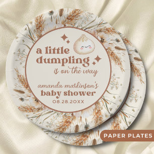 Neutral Watercolor Little Dumpling Bao Baby Shower Paper Plates