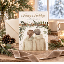 Neutral Watercolor Married Couple Christmas