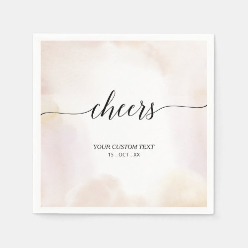 Neutral Watercolor  Modern Cheers Party Napkins