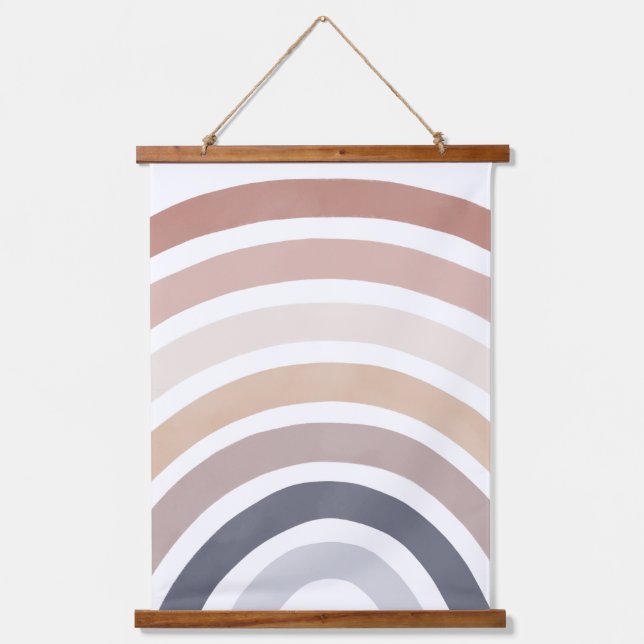 Neutral Watercolor Rainbow Kids Room Hanging Tapestry (Front)