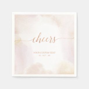 Neutral Watercolor Rose Gold Cheers Party Napkins