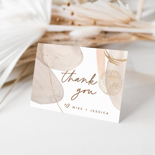 Neutral Watercolor Shapes Personalized Thank You Card