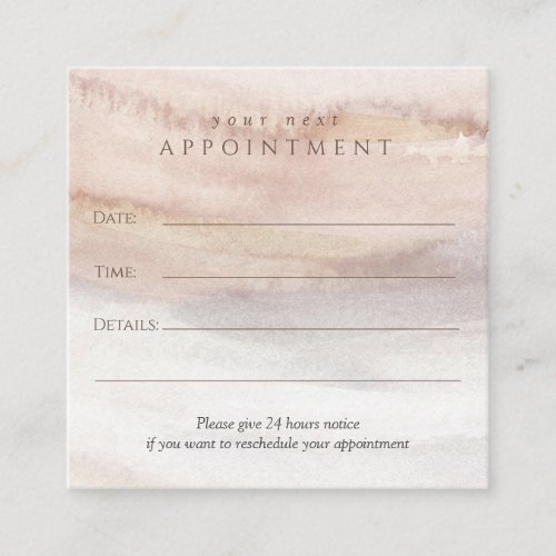 Neutral watercolor Spa yoga beauty salon Appointment Card