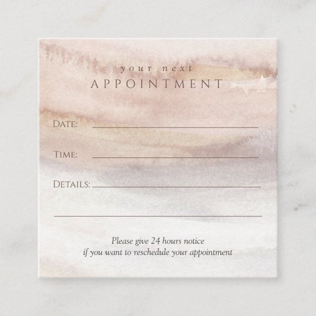 Neutral watercolor, Spa, yoga, beauty salon Appointment Card (Front)