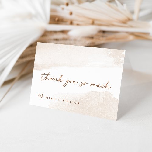 Neutral Watercolor Swash Personalized Thank You Ca