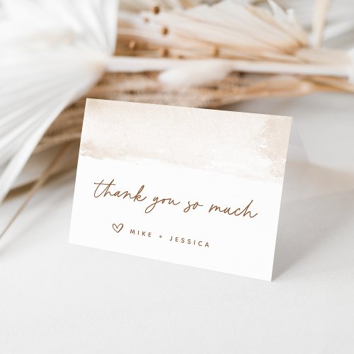 Neutral Watercolor Swash Personalized Thank You Card