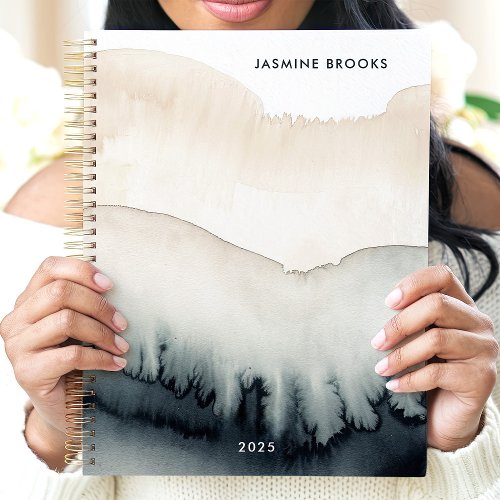 Neutral Watercolor Wash 2025 Custom Name Planner