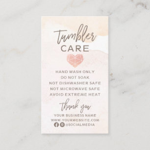 Neutral Watercolor with Heart Tumbler Care Business Card