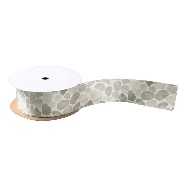 Neutral Watercolour paint-style Pebble Patterned Satin Ribbon (Spool)