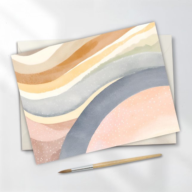 Neutral Waves Modern Simplistic Watercolor Postcard (Creator Uploaded)