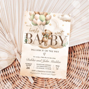 Neutral We Can Bearly Wait Baby Shower Invite