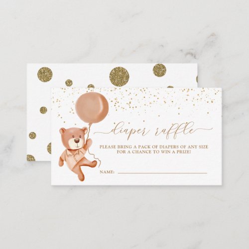 Neutral We Can Bearly Wait Diaper Raffle Ticket Enclosure Card