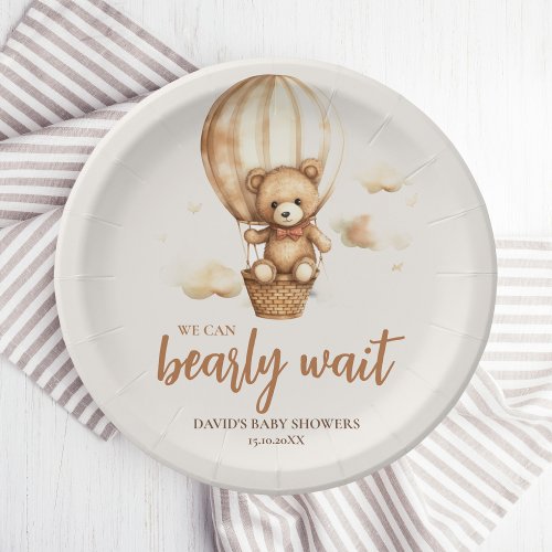 Neutral We Can Bearly Wait Paper Plates