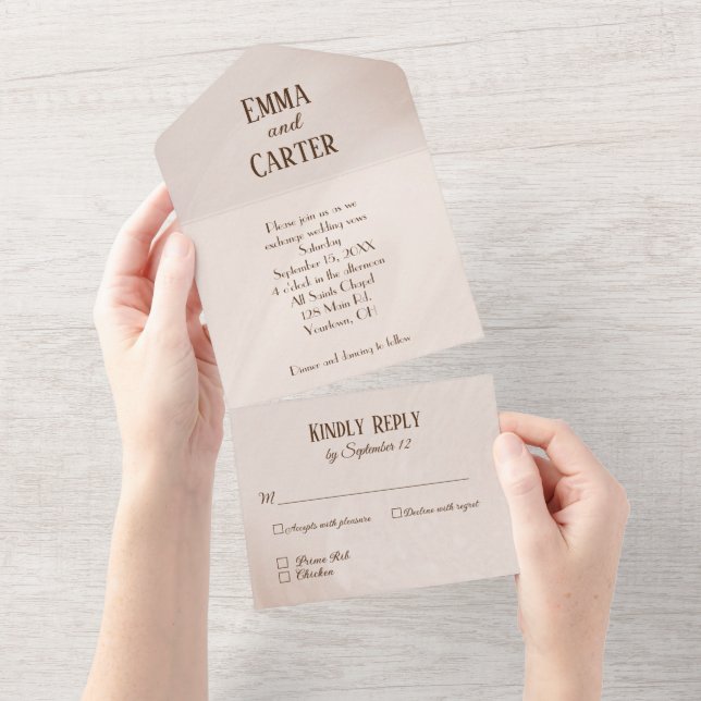 Neutral Wedding Abstract  Design All In One Invitation (Tearaway)