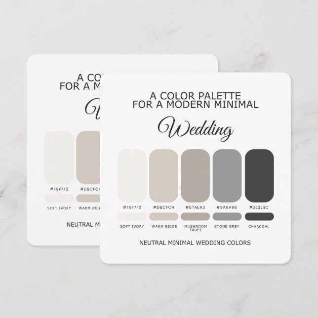 Neutral Wedding Color Palette Card (Front/Back)