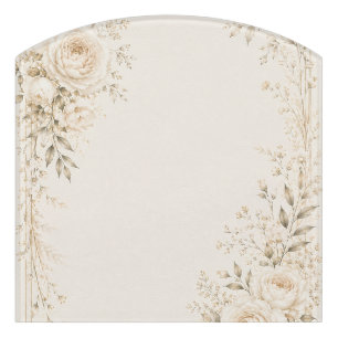 Neutral Wedding Invitation with Refined Florals Door Sign