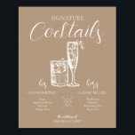 Neutral Wedding Signature Cocktails Sign<br><div class="desc">This Neutral Wedding Signature Cocktails Sign features a Rocks Glass and Champagne flute Display the signature drinks of your special day with this sign.</div>