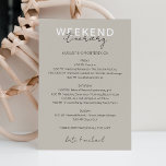 Neutral Wedding Weekend Itinerary Card<br><div class="desc">Warm Grey Modern Calligraphic Wedding Weekend schedule timeline.
Design features an elegant modern style text layout. To make advanced changes,  please select "Click to customize further" option under Personalize this template.</div>