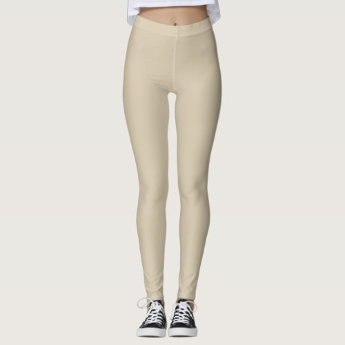 Neutral Wheat Brown Solid Color Pairs Warm Straw Leggings