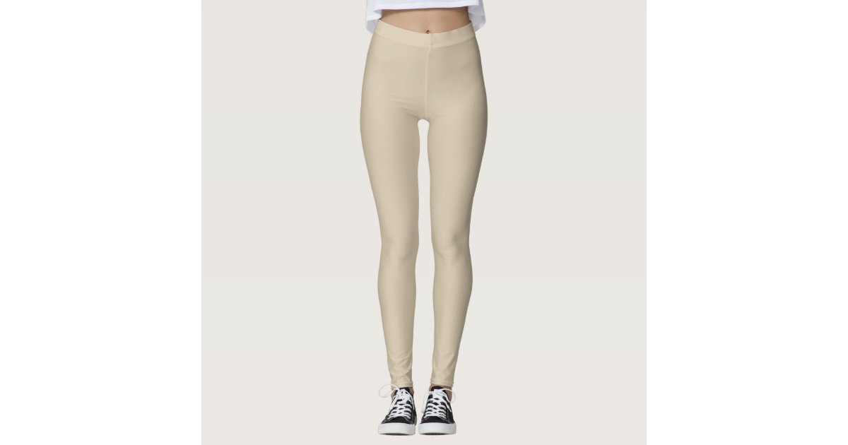 Neutral Wheat Brown Solid Color Pairs Warm Straw Leggings | Zazzle