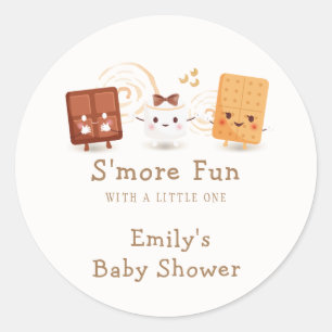 Neutral Whimsical S'more Fun Baby Shower Classic Round Sticker