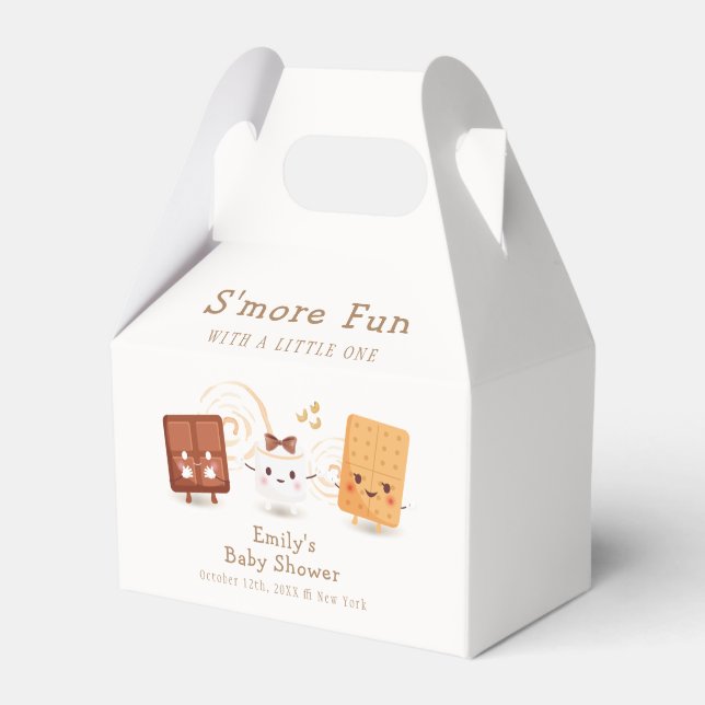 Neutral Whimsical S'more Fun Baby Shower  Favor Boxes (Front Side)