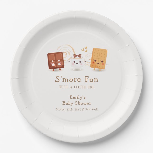 Neutral Whimsical S'more Fun Baby Shower  Paper Plates (Front)