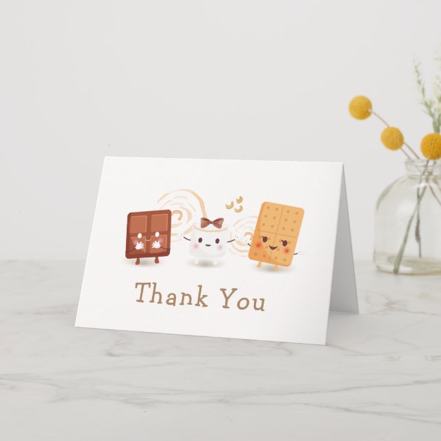 Neutral Whimsical S'more Fun Baby Shower  Thank You Card (Front)