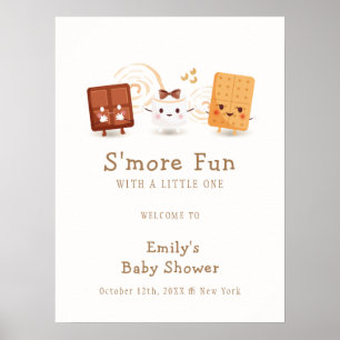 Neutral Whimsical S'more Fun Baby Shower Welcome Poster