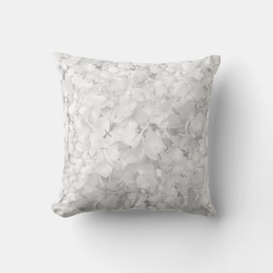 Neutral White Floral Hydrangea Throw Pillow