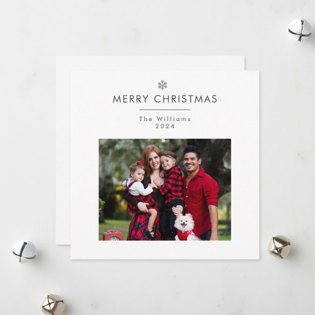 Neutral White Minimalist Christmas Greeting Card   (Front/Back In Situ)