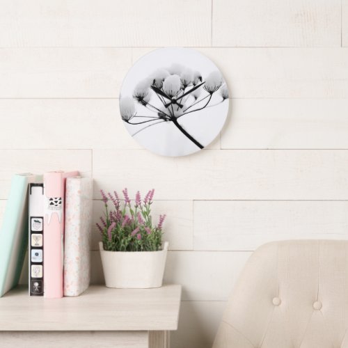 Neutral White Snow Bullets Florals By Ava Large Clock