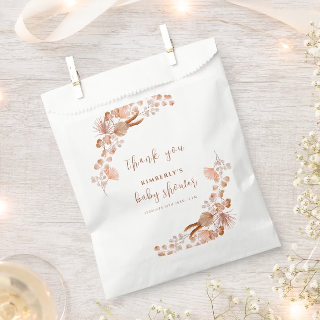Neutral Wildflower Boho Baby Shower Thank You Favor Bag (Clipped)