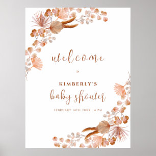 Neutral Wildflower Boho Baby Shower Welcome Poster