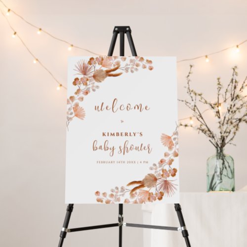 Neutral Wildflower Boho Baby Shower Welcome Sign 