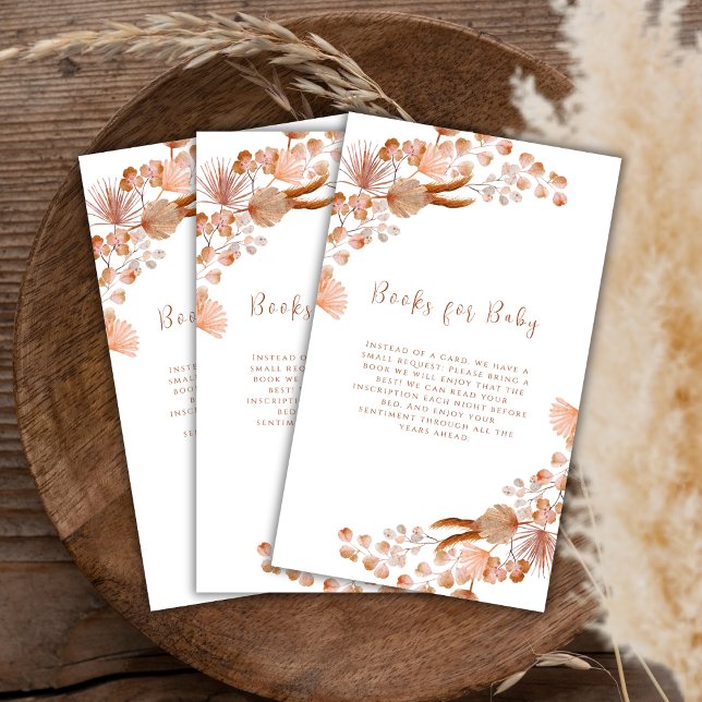 Neutral Wildflower Boho Books For Baby Shower  Enclosure Card (Neutral Wildflower Boho Books For Baby Shower Enclosure Card)