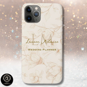 Neutral Wildflower Monogram Business Chic iPhone 11 Pro Case
