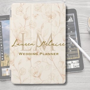 Neutral Wildflower Monogram Business Style iPad  Mini Cover