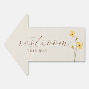 Neutral Wildflower Restroom Arrow Sign