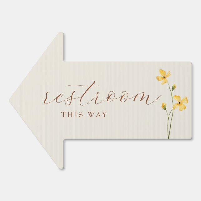 Neutral Wildflower Restroom Arrow Sign (Front)