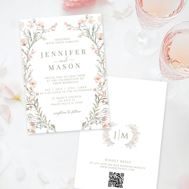 Neutral Wildflower Summer Wedding Invitation (Creator Uploaded)