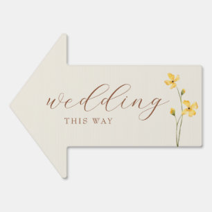 Neutral Wildflower Wedding Arrow Sign