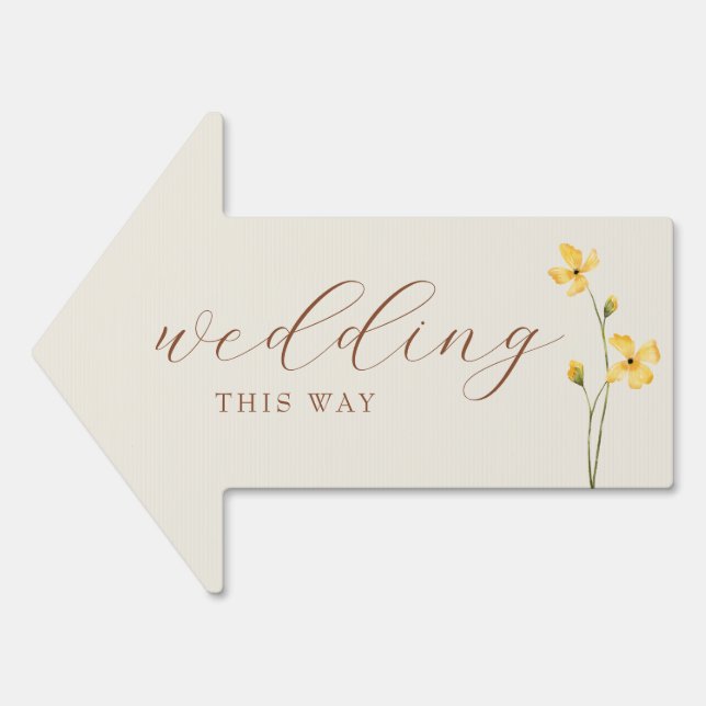 Neutral Wildflower Wedding Arrow Sign (Front)